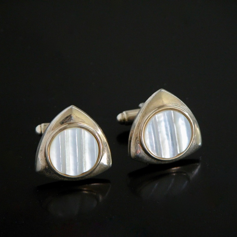 Vintage Modern Pearl Stone Cufflinks